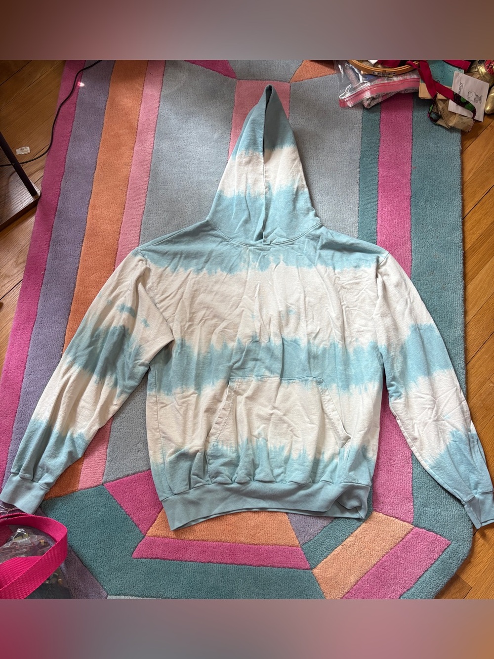 Lost Angeles Apparel unisex blue striped sweatshirt sz XL